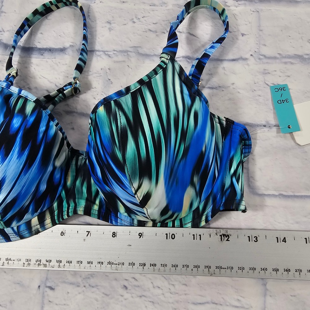 Sunsets Carmen Underwire Bikini Top Women 34D 36C Blue Socialite Abstract Swim - Picture 3 of 10